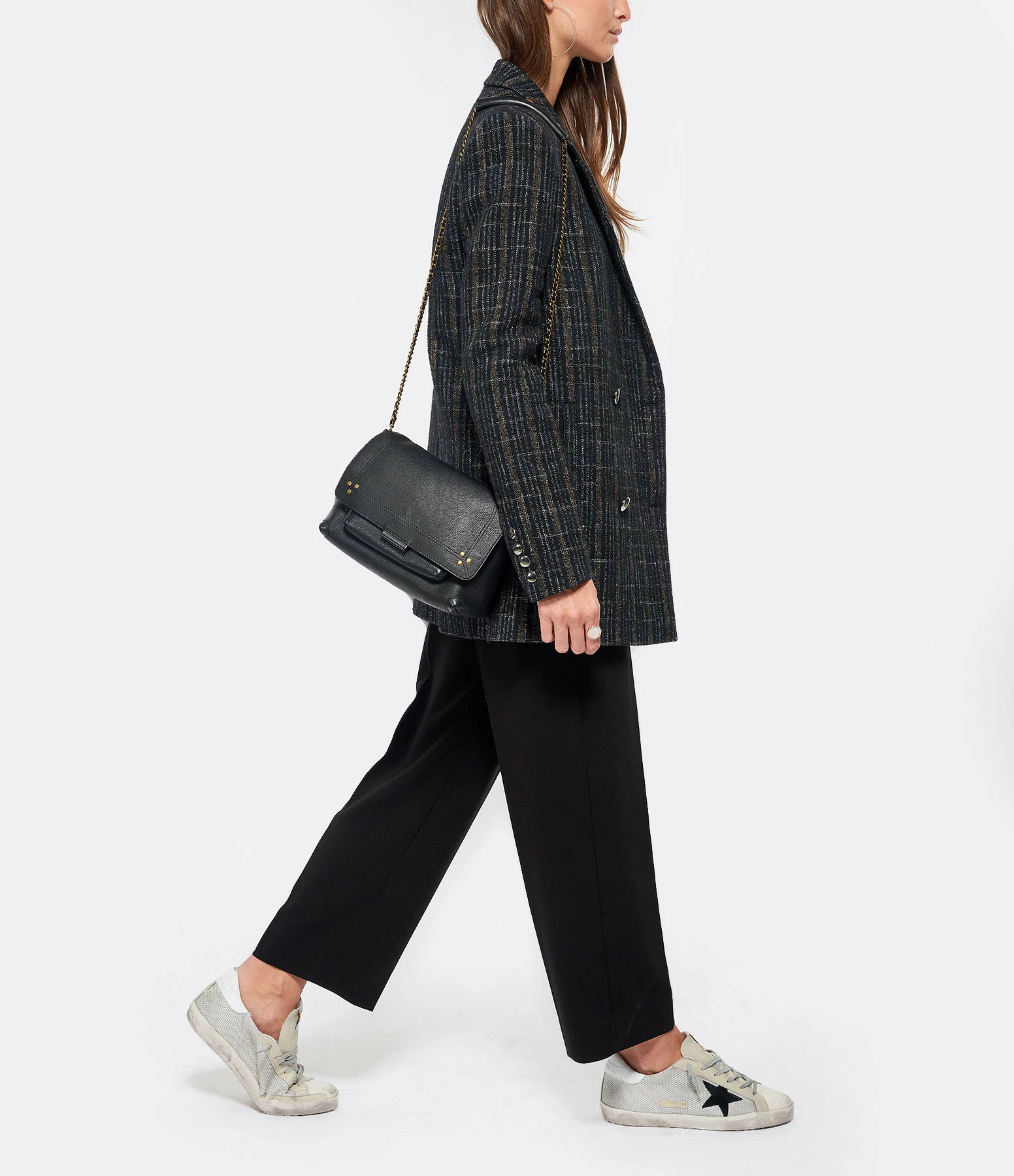 JEROME DREYFUSS Sac Lulu M Cuir Grainé Noir Brass 11 JEROME DREYFUSS Sac Lulu M Cuir Grainé Noir Brass – Image 9