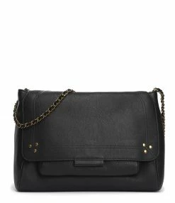 JEROME DREYFUSS Sac Lulu L Cuir Grainé Noir Brass