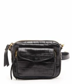 Sac Baby Charly Cuir Embossé Croco Noir, Collaboration Lulli X Claris Virot