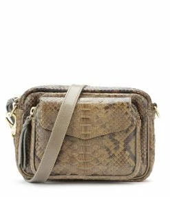 CLARIS VIROT Sac Baby Charly Python Kaki Foncé