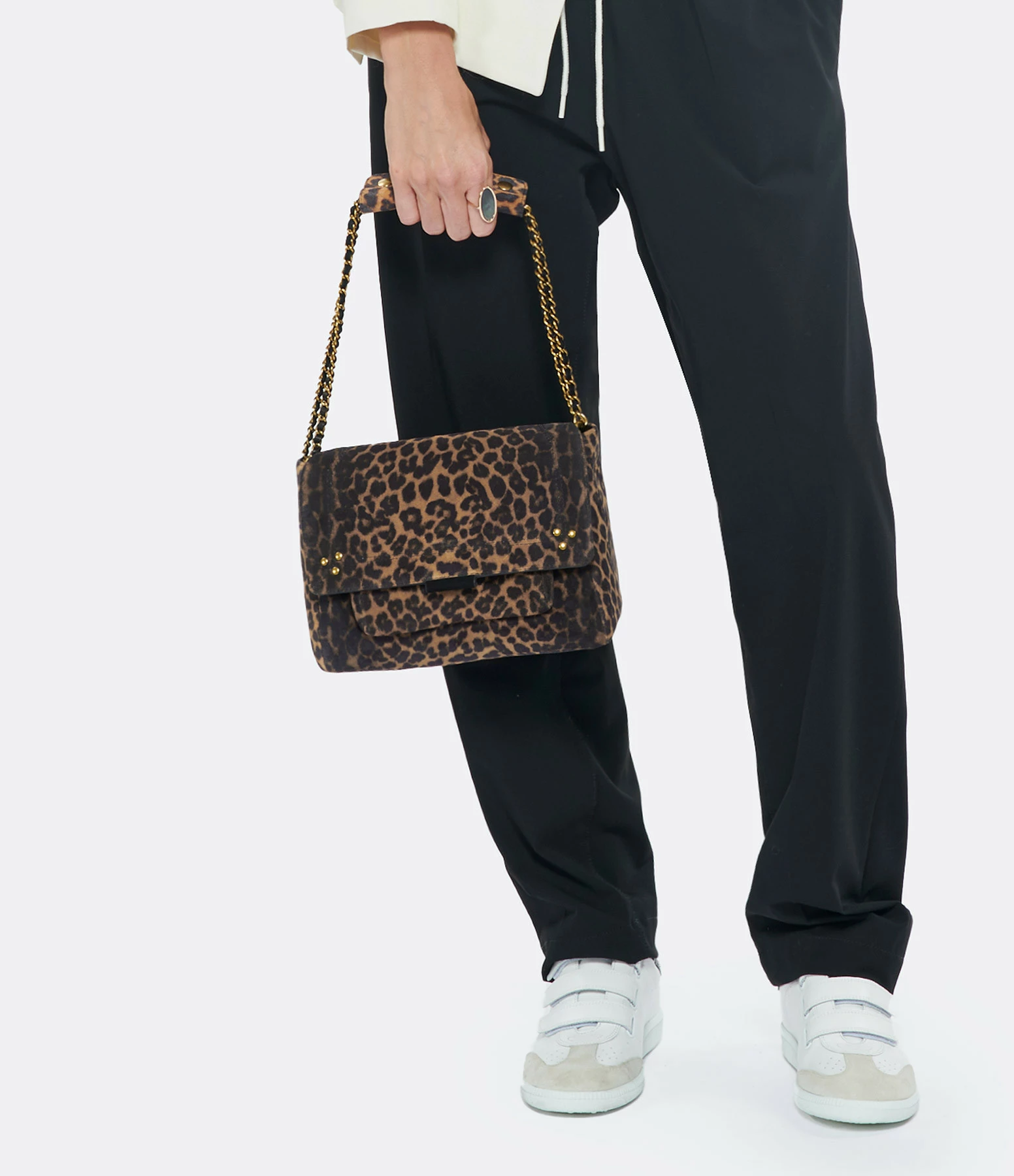 JEROME DREYFUSS Sac Lulu M Cuir Suédé Léopard 7 JEROME DREYFUSS Sac Lulu M Cuir Suédé Léopard – Image 5