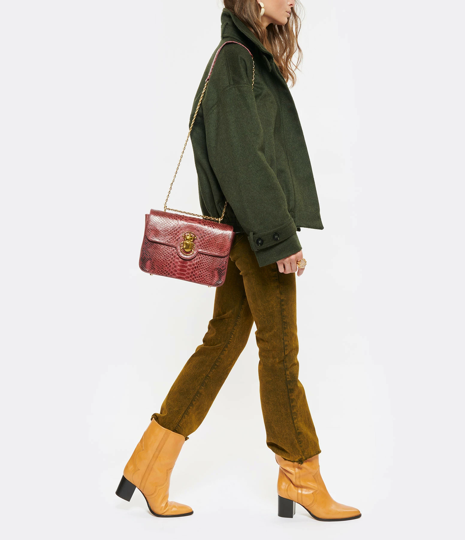 CLARIS VIROT Sac Big Ava Scarabée Python Bordeaux 8 CLARIS VIROT Sac Big Ava Scarabée Python Bordeaux – Image 6