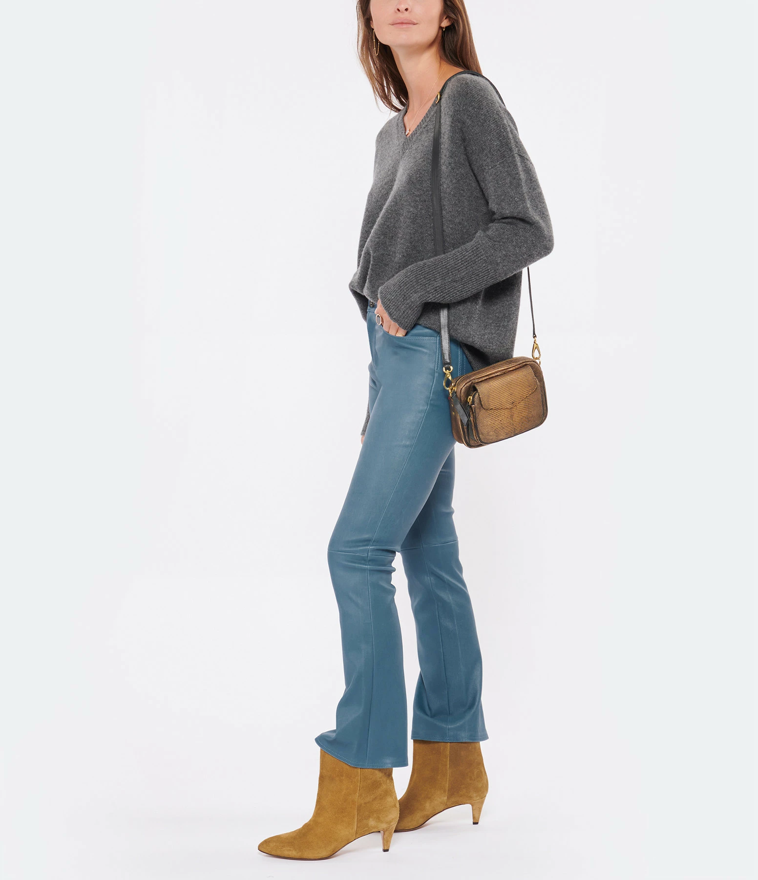 CLARIS VIROT Sac Baby Charly Lézard Doré Vieilli 7 CLARIS VIROT Sac Baby Charly Lézard Doré Vieilli – Image 5