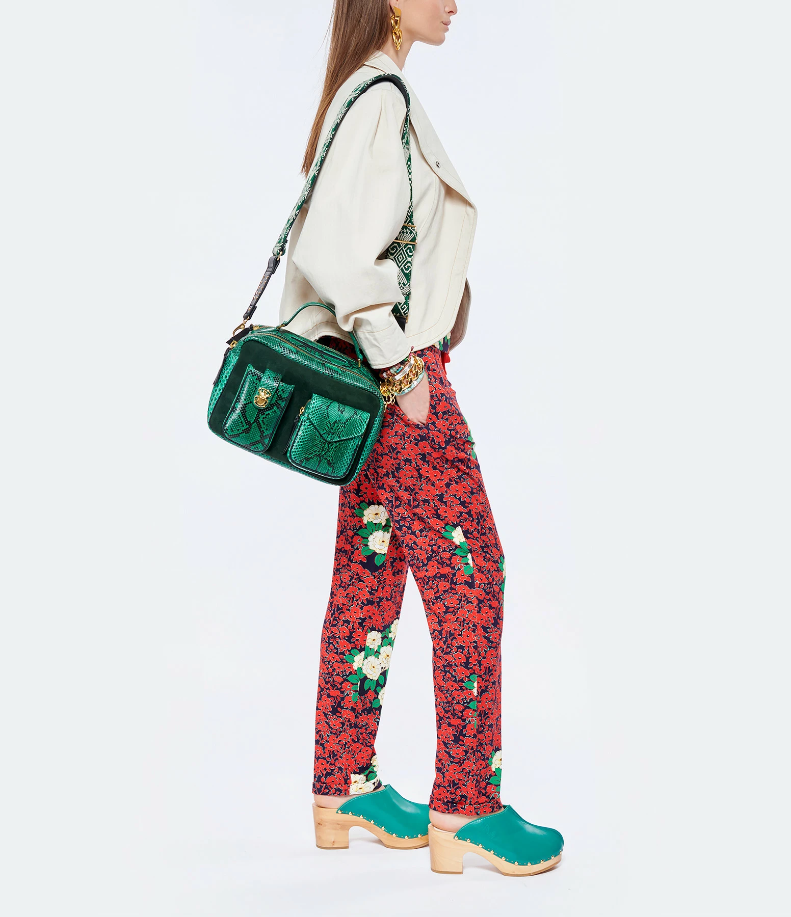 CLARIS VIROT Sac César Python Menthe 8 CLARIS VIROT Sac César Python Menthe – Image 6