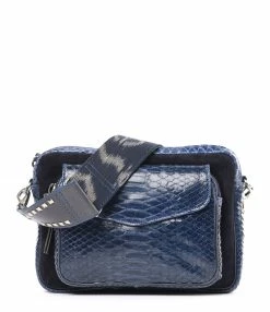 CLARIS VIROT Sac Big Charly Python Suédé Bleu Cobalt