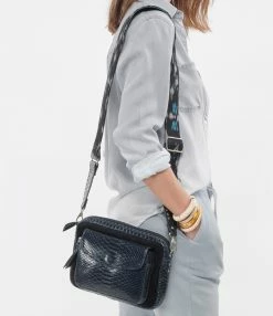 CLARIS VIROT Sac Big Charly Python Suédé Bleu Cobalt -jerome dreyfuss shop unnamed file 1700