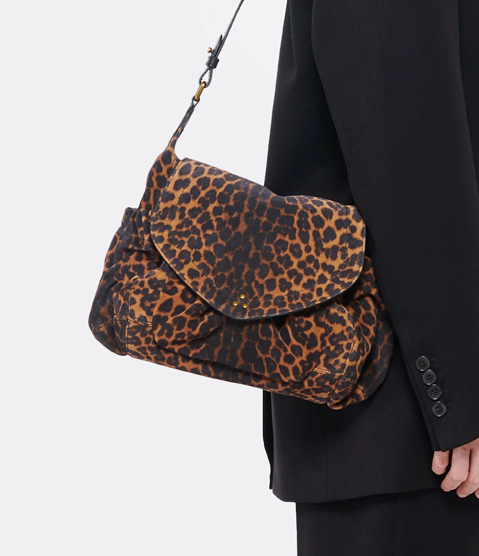 JEROME DREYFUSS Sac Helmut M Cuir Suédé Léopard 6 JEROME DREYFUSS Sac Helmut M Cuir Suédé Léopard – Image 4
