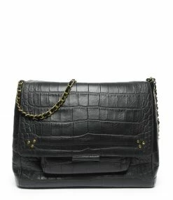 JEROME DREYFUSS Sac Lulu XL Cuir Croco Noir