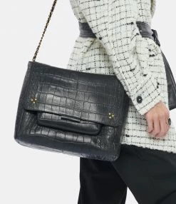 JEROME DREYFUSS Sac Lulu XL Cuir Croco Noir -jerome dreyfuss shop unnamed file 1771