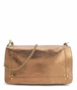 JEROME DREYFUSS Sac Bobi L Cuir Lamé Bronze