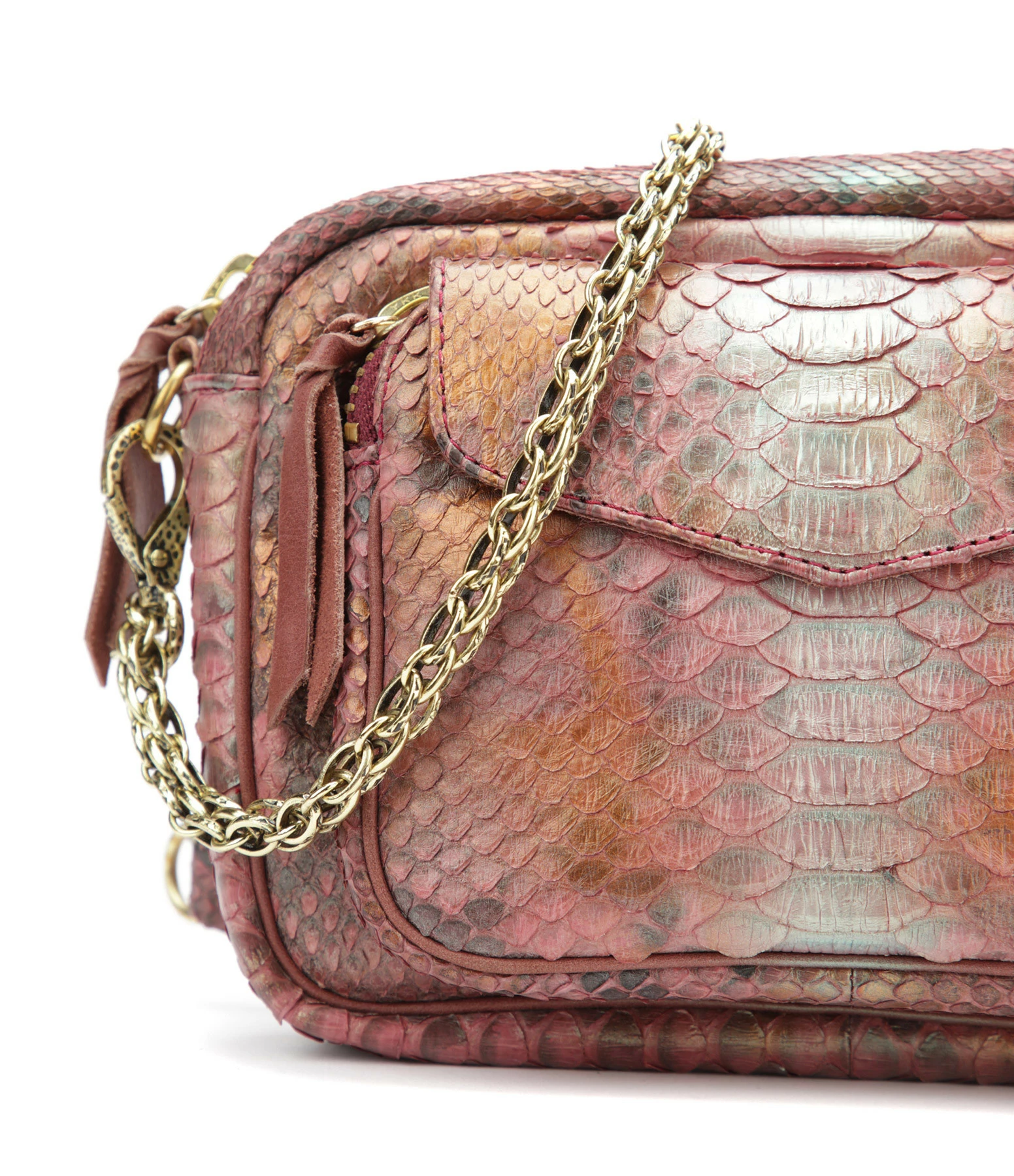 CLARIS VIROT Sac Charly Python Cuivre 4 CLARIS VIROT Sac Charly Python Cuivre – Image 2