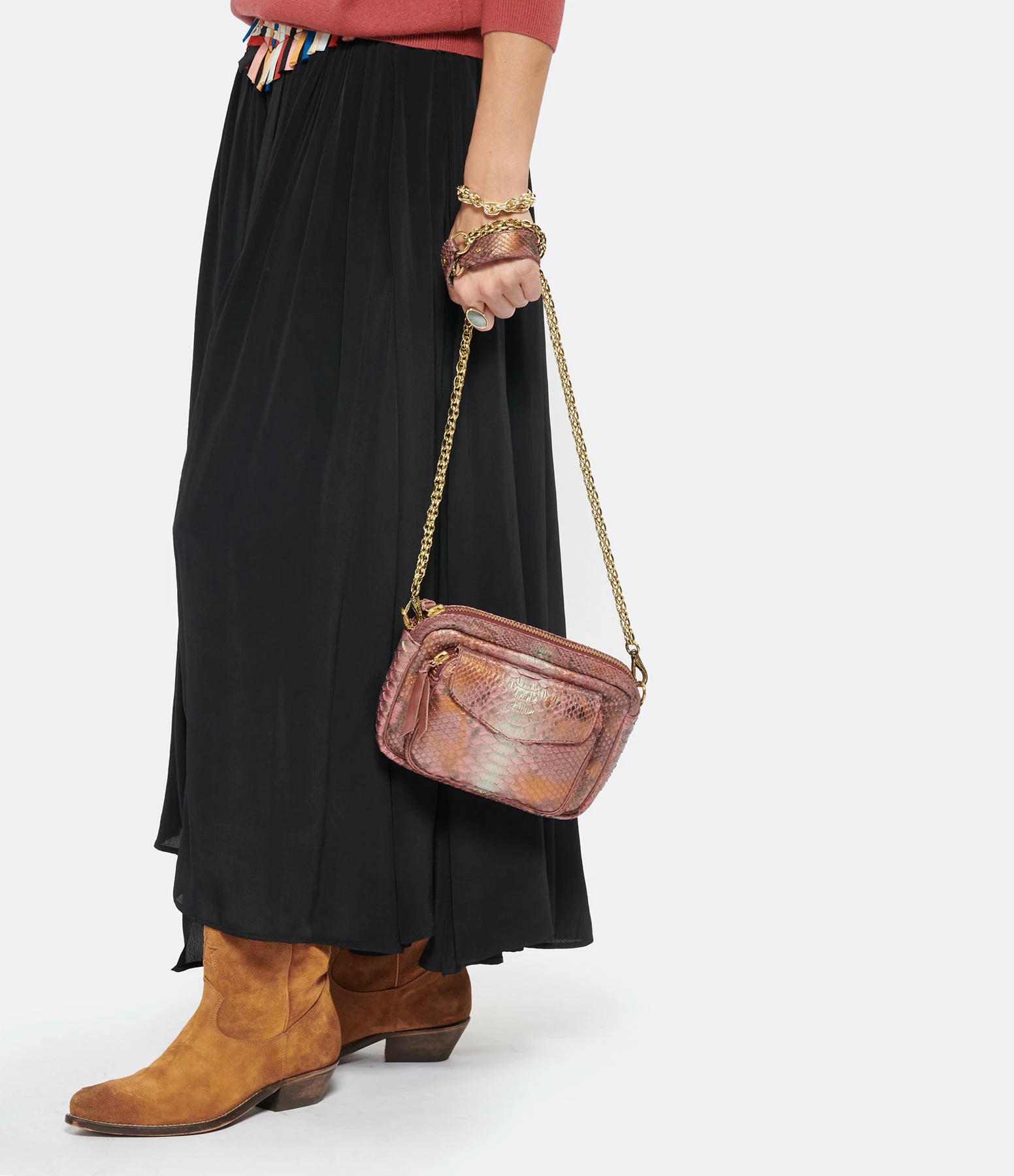 CLARIS VIROT Sac Charly Python Cuivre 6 CLARIS VIROT Sac Charly Python Cuivre – Image 4