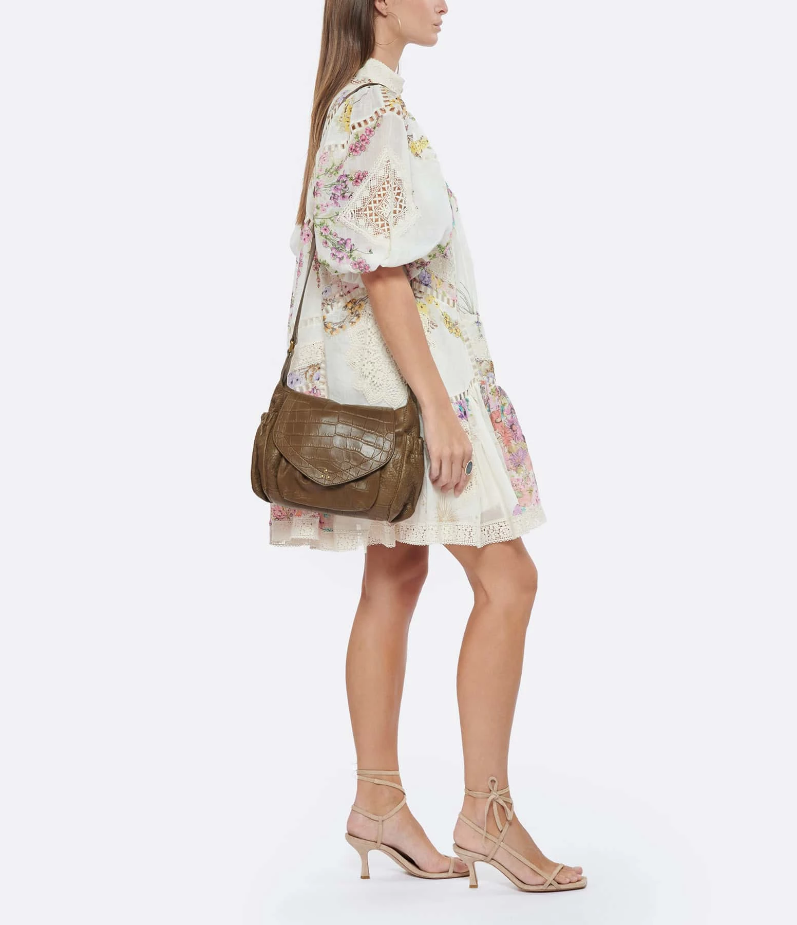 JEROME DREYFUSS Sac Helmut M Cuir Croco Kaki 8 JEROME DREYFUSS Sac Helmut M Cuir Croco Kaki – Image 6