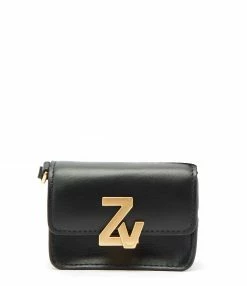 ZADIG & VOLTAIRE Mini Sac ZV Initiale Le City Grigri Cuir Noir
