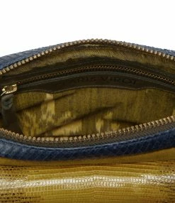 CLARIS VIROT Sac Charly Lézard Python Navy Kaki Moutarde -jerome dreyfuss shop unnamed file 1853
