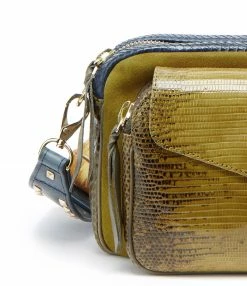 CLARIS VIROT Sac Charly Lézard Python Navy Kaki Moutarde -jerome dreyfuss shop unnamed file 1854