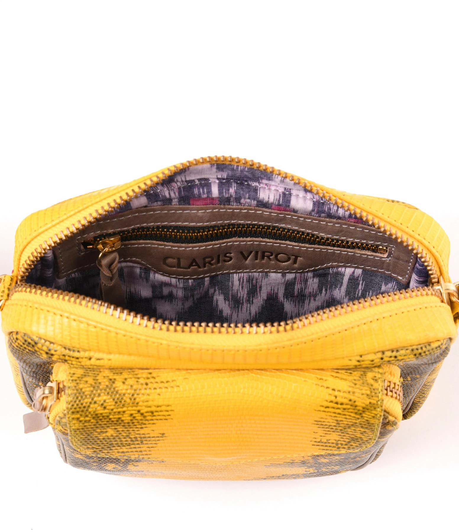 CLARIS VIROT Sac Charly Lézard Jaune Endek 5 CLARIS VIROT Sac Charly Lézard Jaune Endek – Image 3