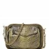 CLARIS VIROT Sac Charly Python Kaki Doré Suédé