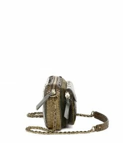 CLARIS VIROT Sac Charly Python Kaki Doré Suédé -jerome dreyfuss shop unnamed file 1941