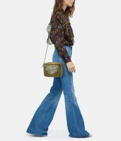 CLARIS VIROT Sac Charly Python Kaki Doré Suédé -jerome dreyfuss shop unnamed file 1944