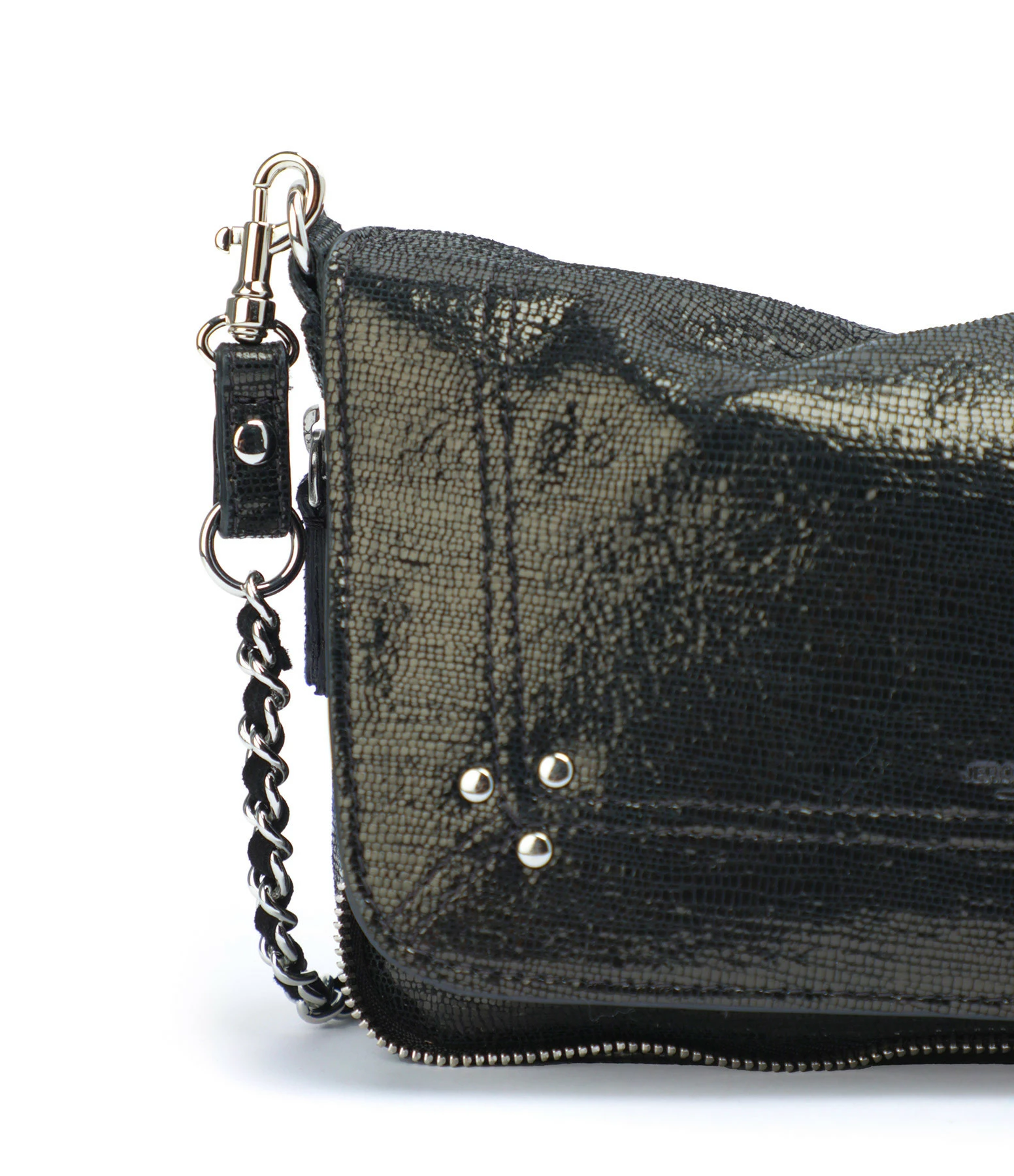 JEROME DREYFUSS Sac Bobi S Cuir Lamé Noir 6 JEROME DREYFUSS Sac Bobi S Cuir Lamé Noir – Image 4