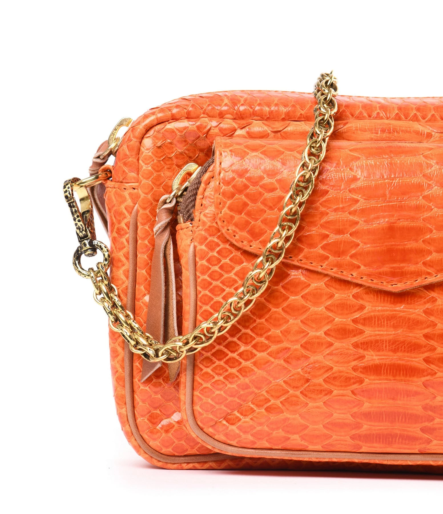 CLARIS VIROT Sac Charly Python Orange 6 CLARIS VIROT Sac Charly Python Orange – Image 4