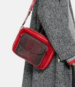 CLARIS VIROT Sac Jumbo Charly Bandoulière Python Lézard Rouge -jerome dreyfuss shop unnamed file 1976