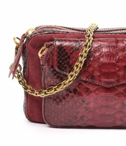 CLARIS VIROT Sac Charly Python Bordeaux Suédé -jerome dreyfuss shop unnamed file 1981