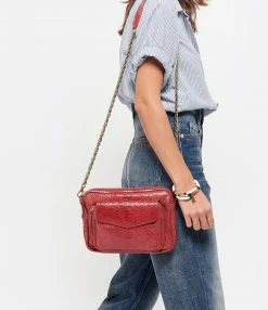 CLARIS VIROT Sac Big Charly Python Rouge -jerome dreyfuss shop unnamed file 1988