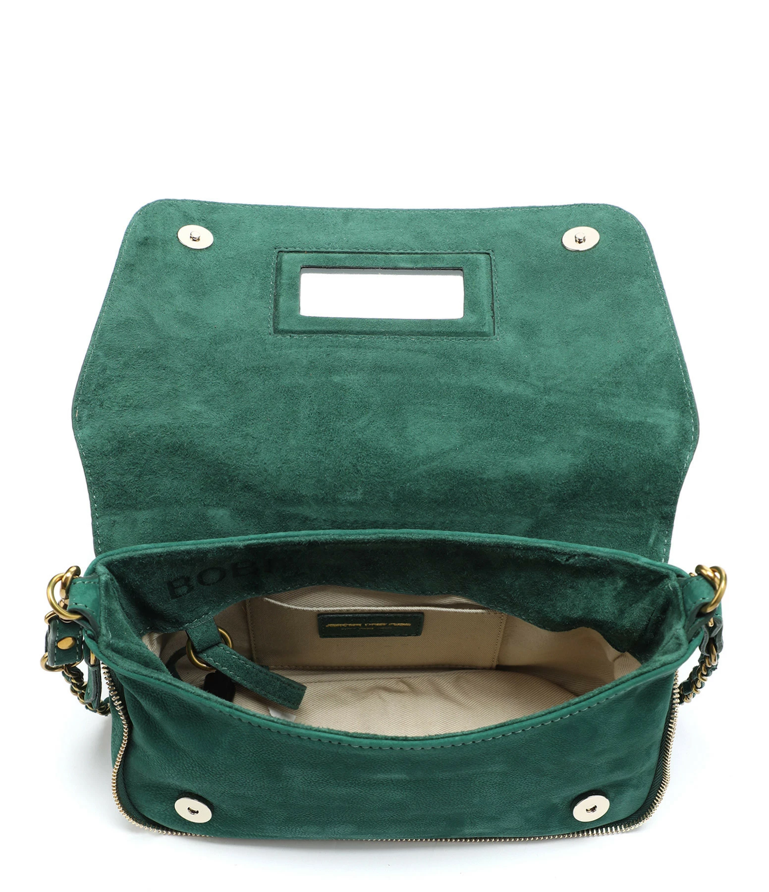 JEROME DREYFUSS Sac Bobi S Cuir Suédé Jade 5 JEROME DREYFUSS Sac Bobi S Cuir Suédé Jade – Image 3