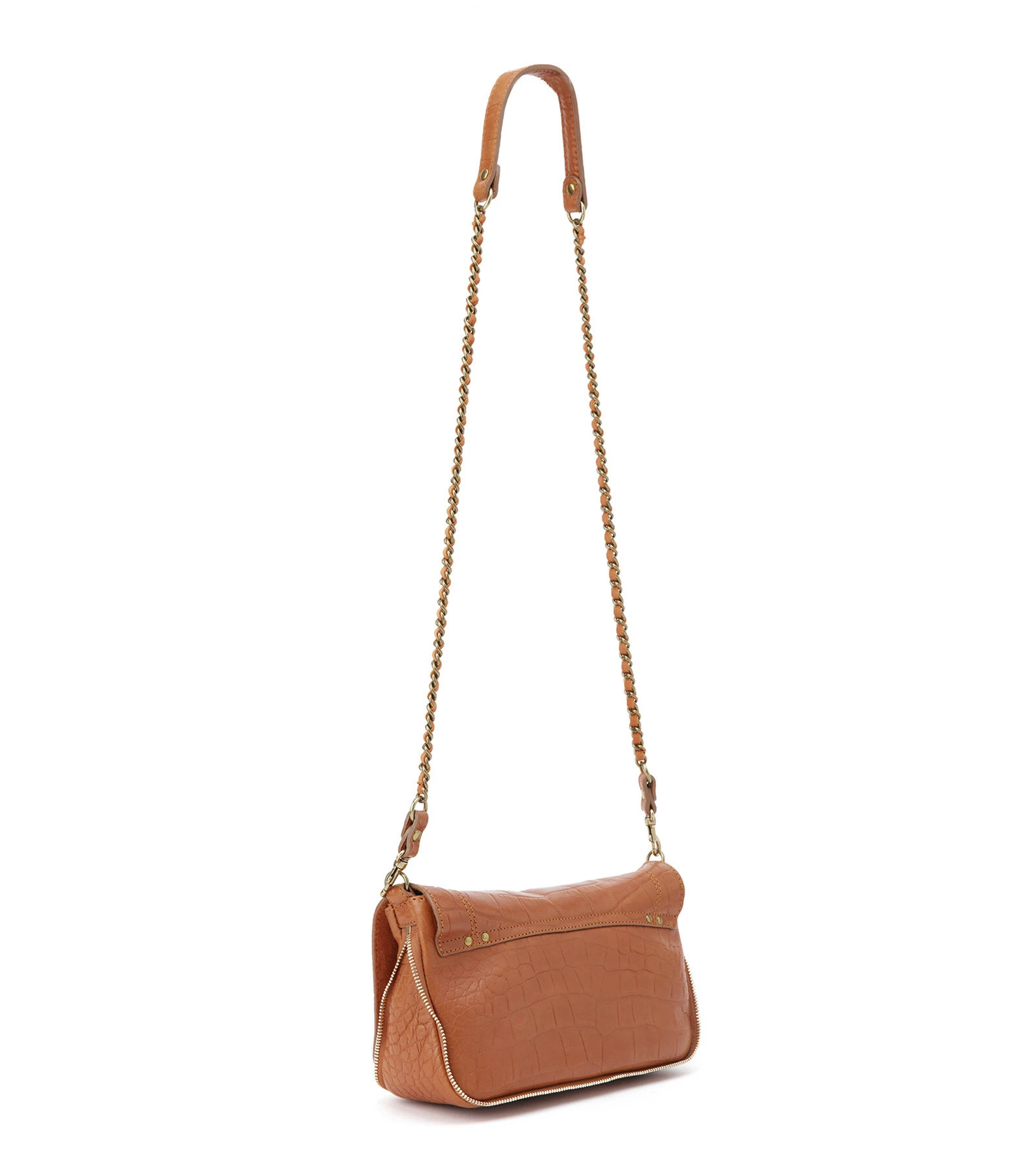 JEROME DREYFUSS Sac Bobi S Cuir Croco Whisky 4 JEROME DREYFUSS Sac Bobi S Cuir Croco Whisky – Image 2