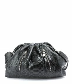 SISTA PARIS Sac Big Uniq Cuir Souple Python Zip Noir