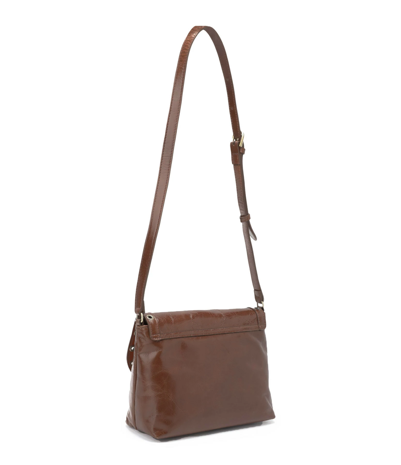 VANESSA BRUNO Sac Crossbody Cuir Craquelé Havane 4 VANESSA BRUNO Sac Crossbody Cuir Craquelé Havane – Image 2