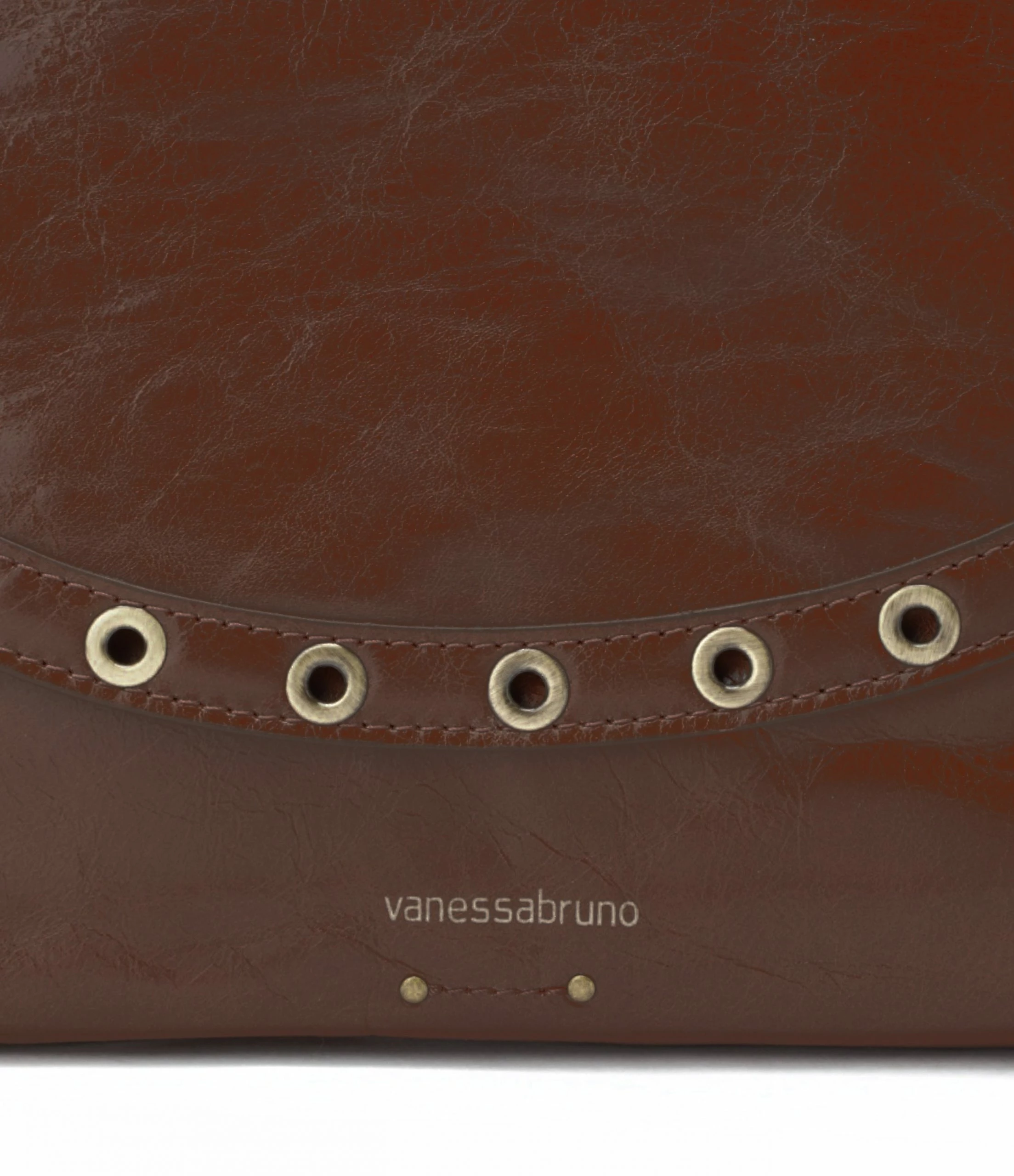VANESSA BRUNO Sac Crossbody Cuir Craquelé Havane 5 VANESSA BRUNO Sac Crossbody Cuir Craquelé Havane – Image 3