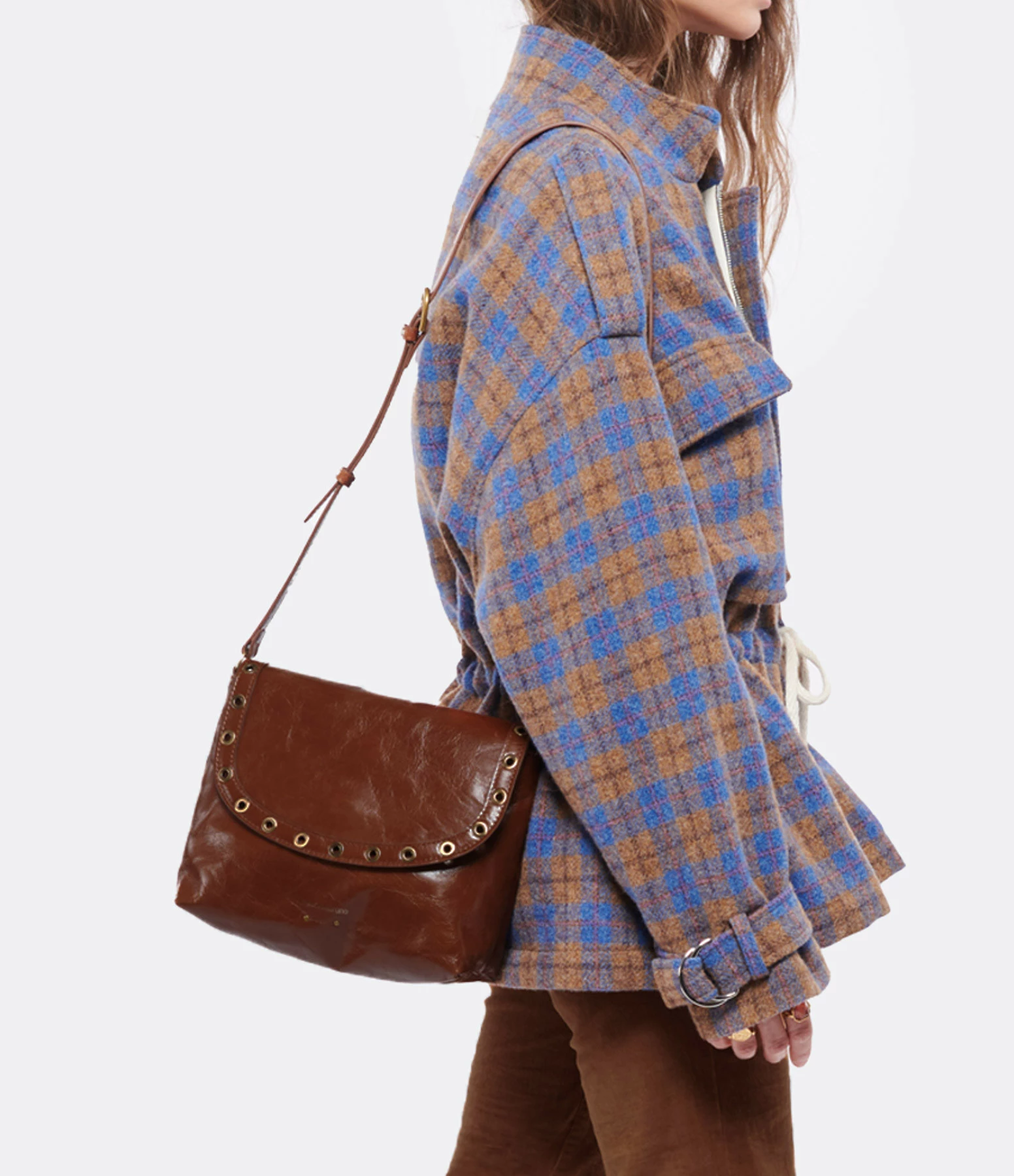 VANESSA BRUNO Sac Crossbody Cuir Craquelé Havane 7 VANESSA BRUNO Sac Crossbody Cuir Craquelé Havane – Image 5