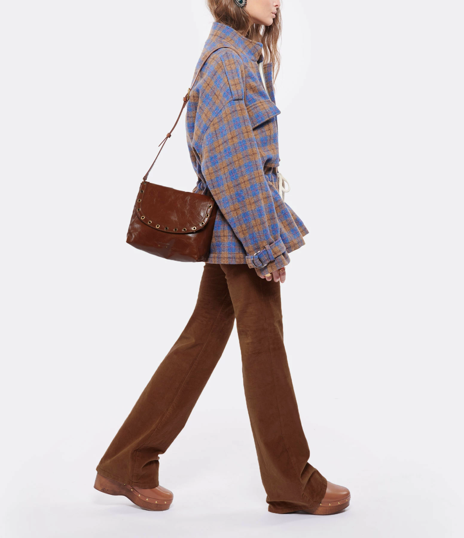 VANESSA BRUNO Sac Crossbody Cuir Craquelé Havane 8 VANESSA BRUNO Sac Crossbody Cuir Craquelé Havane – Image 6