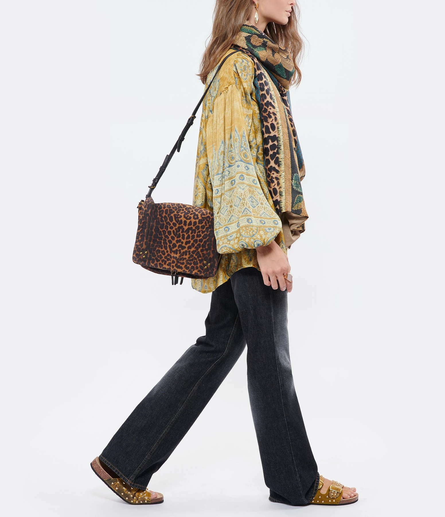 JEROME DREYFUSS Sac Igor Cuir Suédé Léopard 7 JEROME DREYFUSS Sac Igor Cuir Suédé Léopard – Image 5