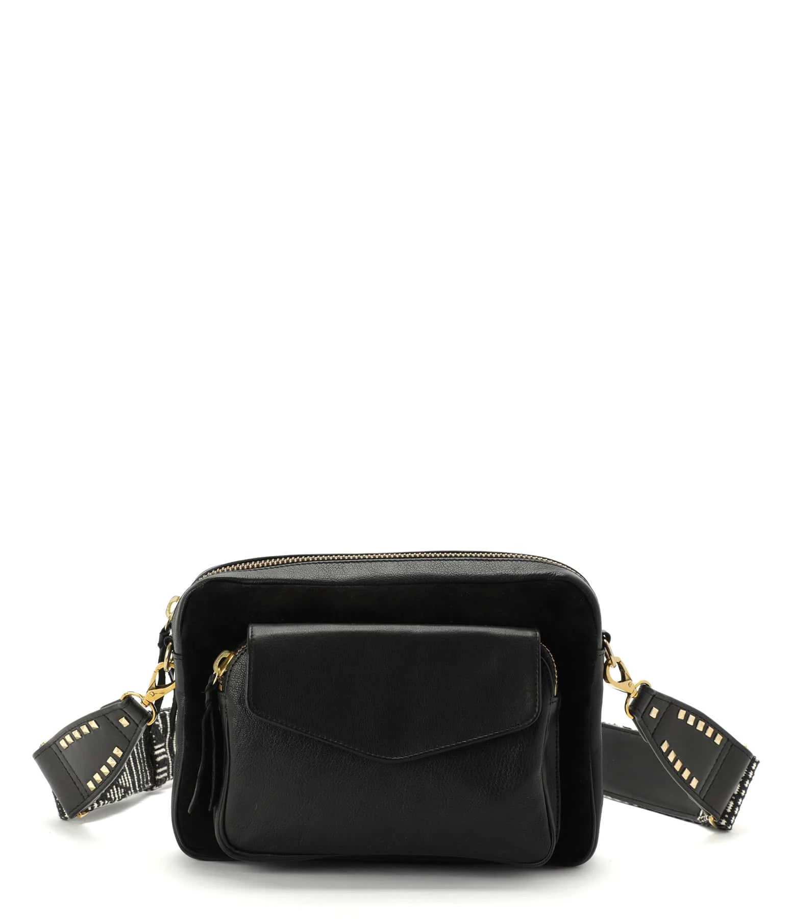 CLARIS VIROT Sac Big Charly Cuir Grainé Suédé Noir Doré 3 CLARIS VIROT Sac Big Charly Cuir Grainé Suédé Noir Doré