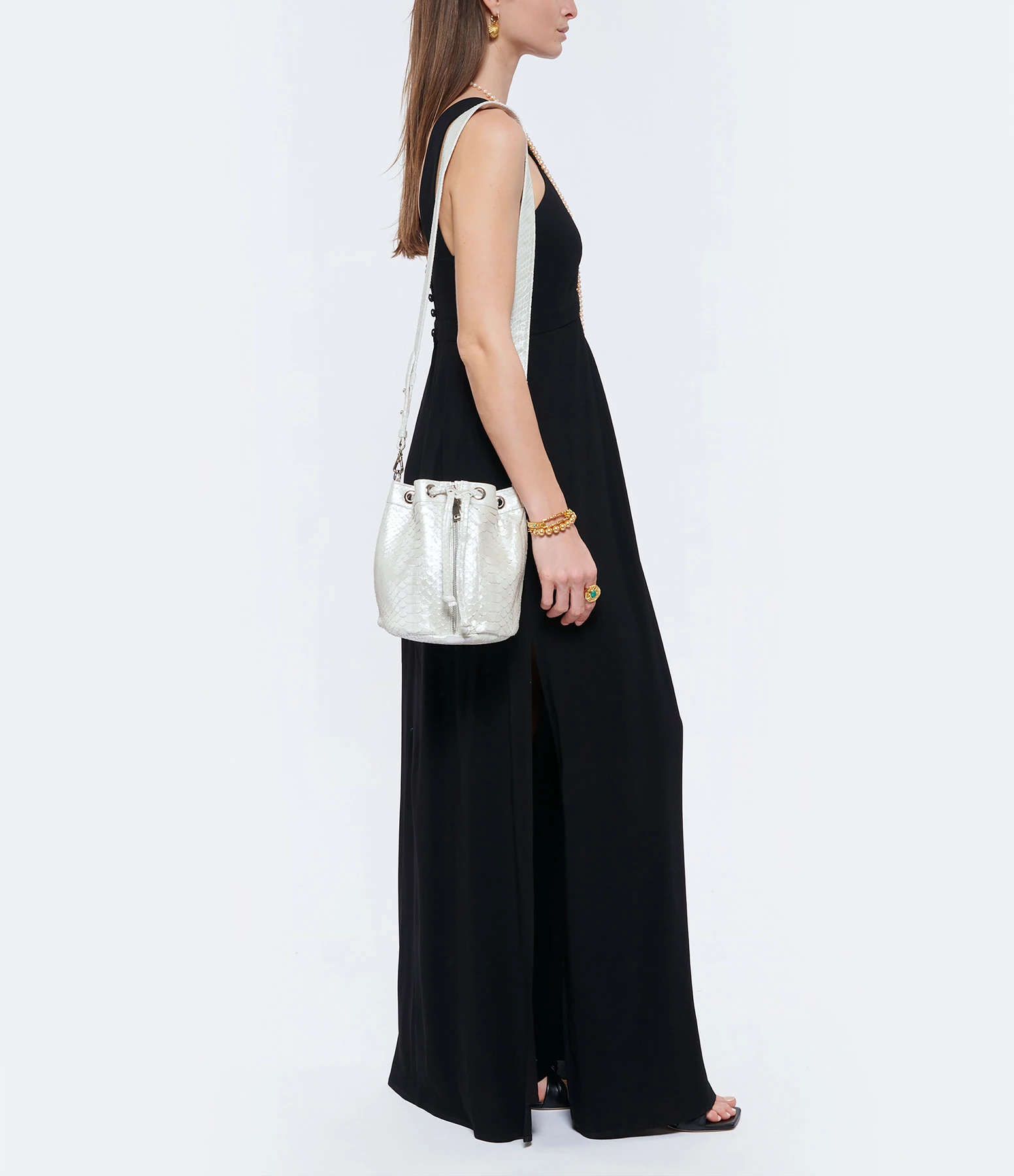 SISTA PARIS Sac Amber Python Argenté Zèbre 8 SISTA PARIS Sac Amber Python Argenté Zèbre – Image 6