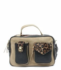 CLARIS VIROT Sac César Cuir Noir Léopard