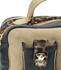 CLARIS VIROT Sac César Cuir Noir Léopard -jerome dreyfuss shop unnamed file 2183