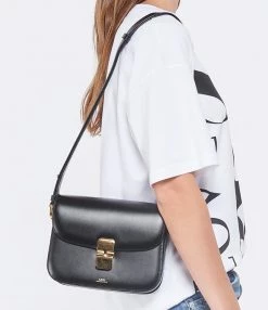 A.P.C. Sac Grace Small Cuir Lisse Noir -jerome dreyfuss shop unnamed file 2196