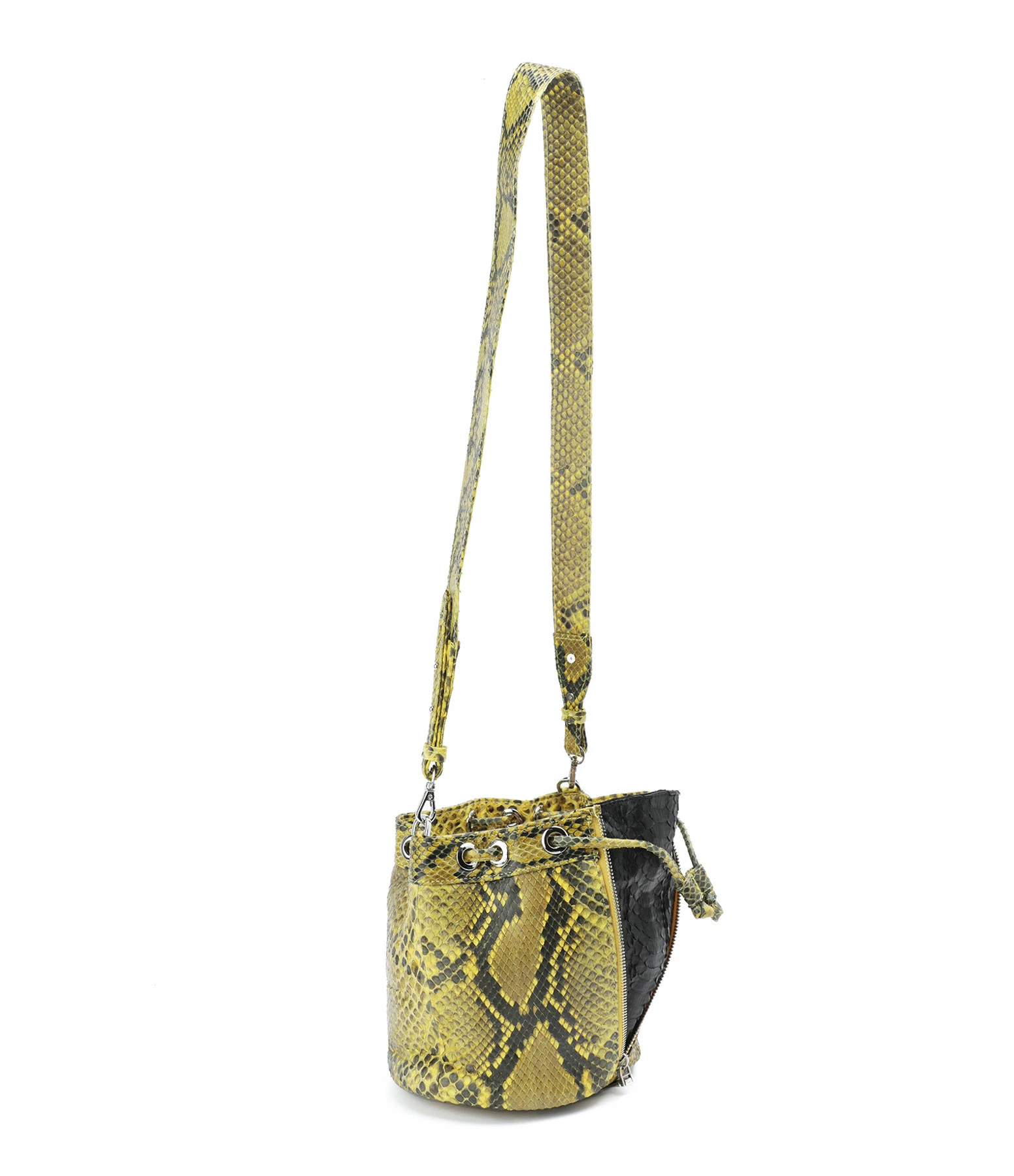 SISTA PARIS Sac Amber Python Jaune Phoenix Noir 4 SISTA PARIS Sac Amber Python Jaune Phoenix Noir – Image 2