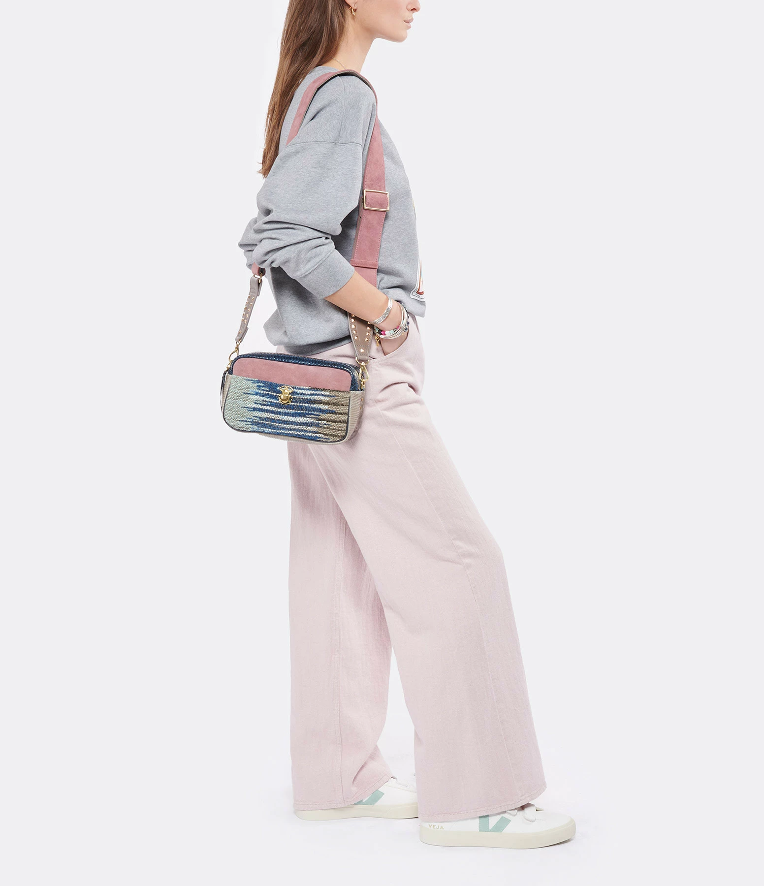 CLARIS VIROT Sac Lily Cuir Rose Indigo Tricolore 6 CLARIS VIROT Sac Lily Cuir Rose Indigo Tricolore – Image 4