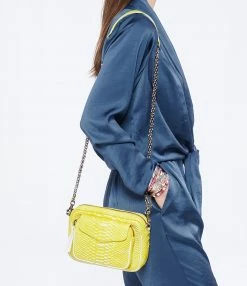 CLARIS VIROT Sac Charly Python Jaune Fluo -jerome dreyfuss shop unnamed file 2278