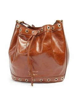 VANESSA BRUNO Sac Zippy Bourse Cuir Craquelé Havane