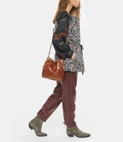 VANESSA BRUNO Sac Zippy Bourse Cuir Craquelé Havane -jerome dreyfuss shop unnamed file 2285