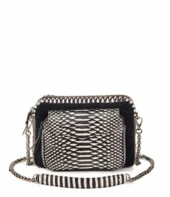 CLARIS VIROT Sac Big Charly Python, Suédé Noir Blanc