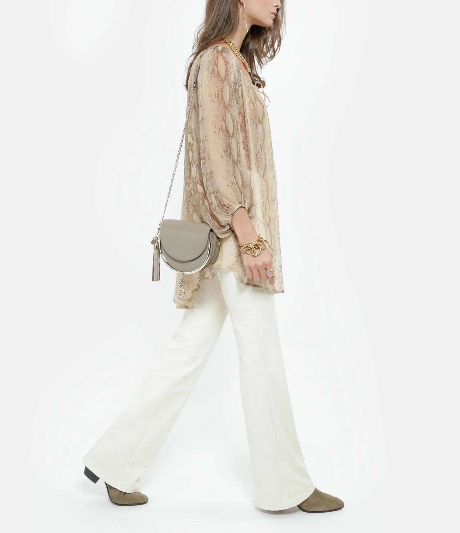 SEE BY CHLOE Sac Mara Cuir Lisse Motty Grey 8 SEE BY CHLOE Sac Mara Cuir Lisse Motty Grey – Image 6