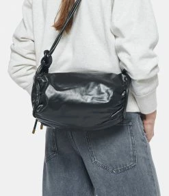 ISABEL MARANT Sac Shelby Cuir Froissé Noir Doré -jerome dreyfuss shop unnamed file 2321